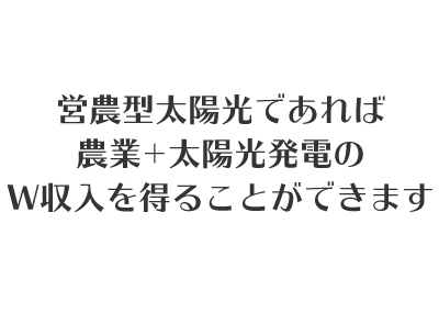 営農型太陽光であれば、農業+太陽光発電のW収入を得ることができます